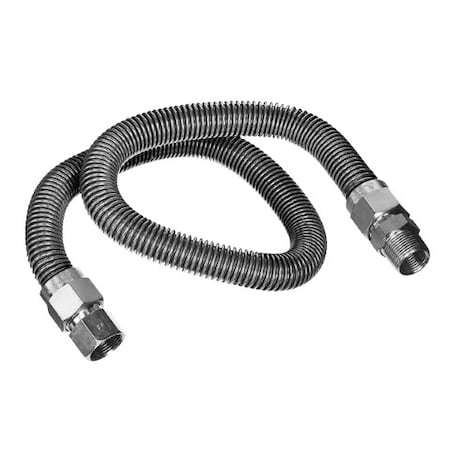 Flextron Gas Line Hose 1/2'' O.D.x60'' Length 3/8" FIPx1/2" MIP Fittings, Stainless Steel Flexible Connector FTGC-SS38-60J